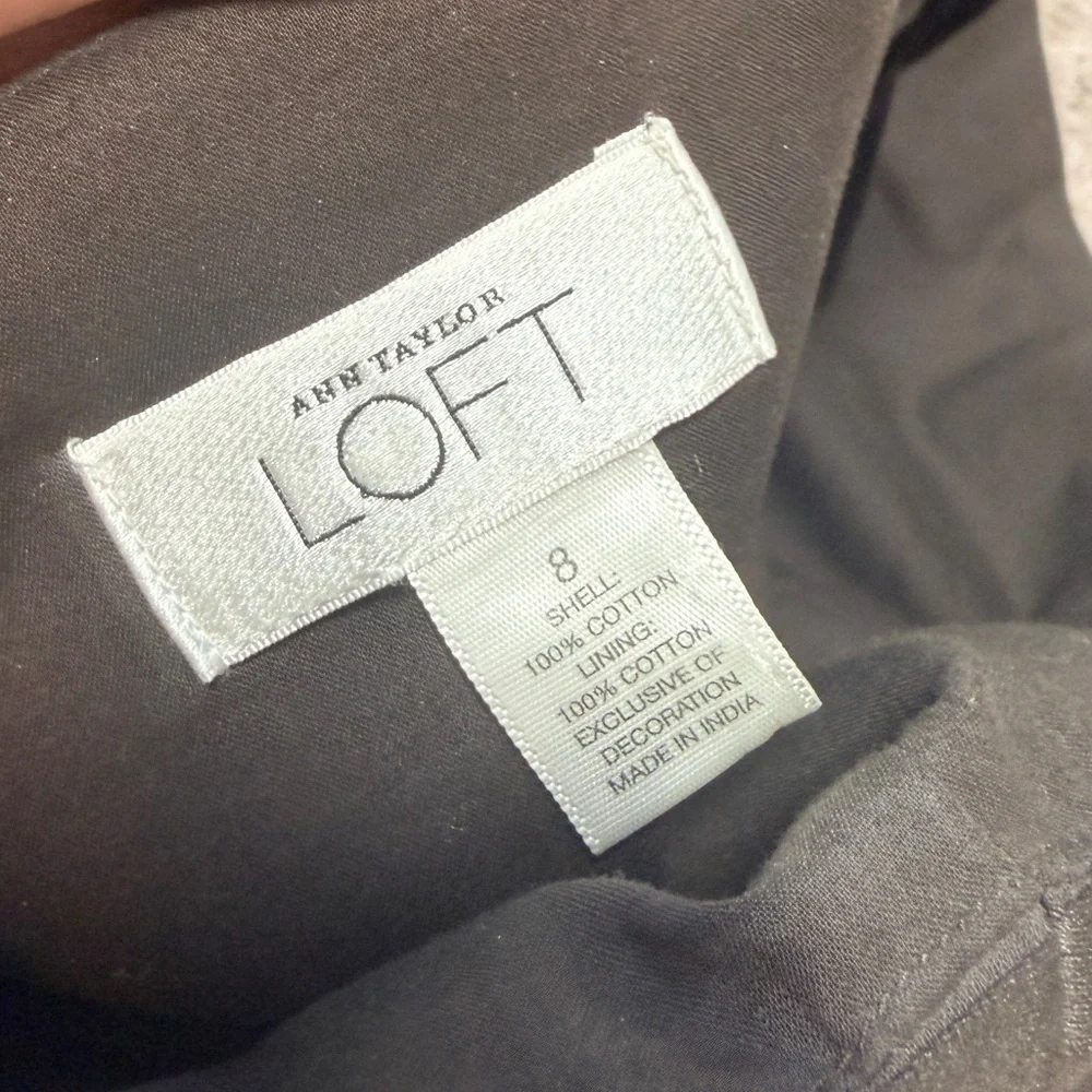 Y2K Ann Taylor LOFT 100% Cotton Strapless A Line Midi Dress with Sequins Size 8 - Picture 6 of 6